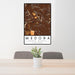 24x36 Medora North Dakota Map Print Portrait Orientation in Ember Style Behind 2 Chairs Table and Potted Plant