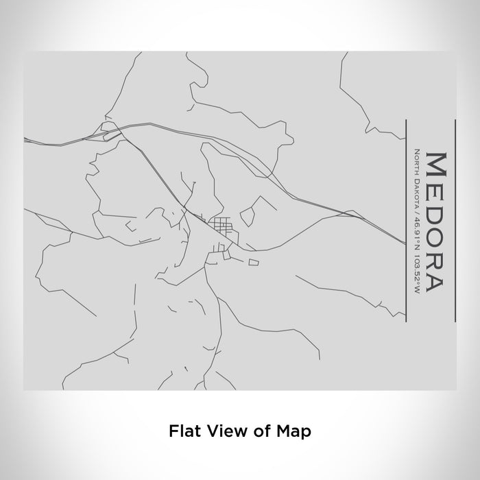 Rendered View of Medora North Dakota Map Engraving on 20oz Stainless Steel Insulated Bottle with Bamboo Top