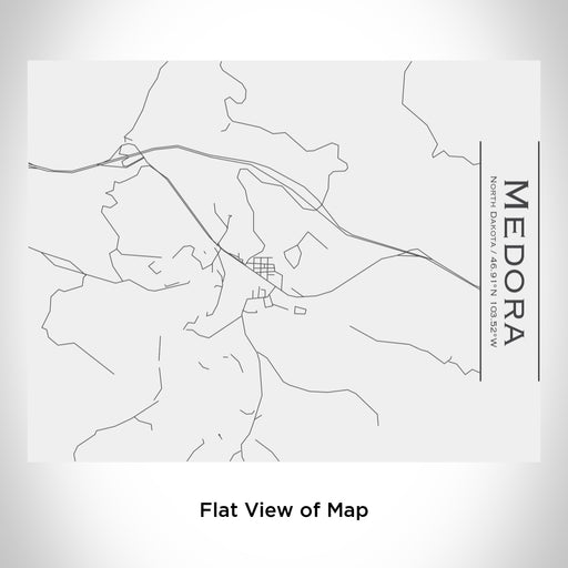 Rendered View of Medora North Dakota Map Engraving on 20oz Stainless Steel Insulated Bottle with Bamboo Top in White