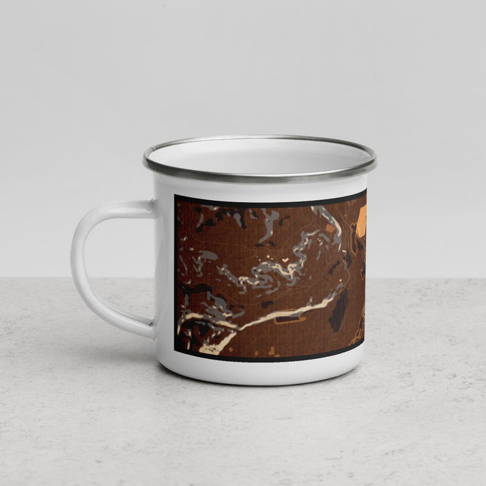 Left View Custom Medora North Dakota Map Enamel Mug in Ember