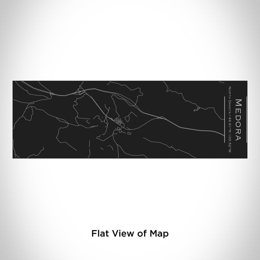 Rendered View of Medora North Dakota Map Engraving on 10oz Stainless Steel Insulated Cup with Sliding Lid in Black