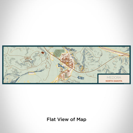Flat View of Map Custom Medora North Dakota Map Enamel Mug in Woodblock