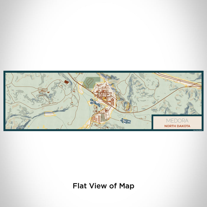 Flat View of Map Custom Medora North Dakota Map Enamel Mug in Woodblock