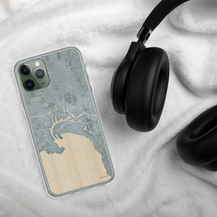 Custom Melbourne Australia Map Phone Case in Afternoon on Table with Black Headphones