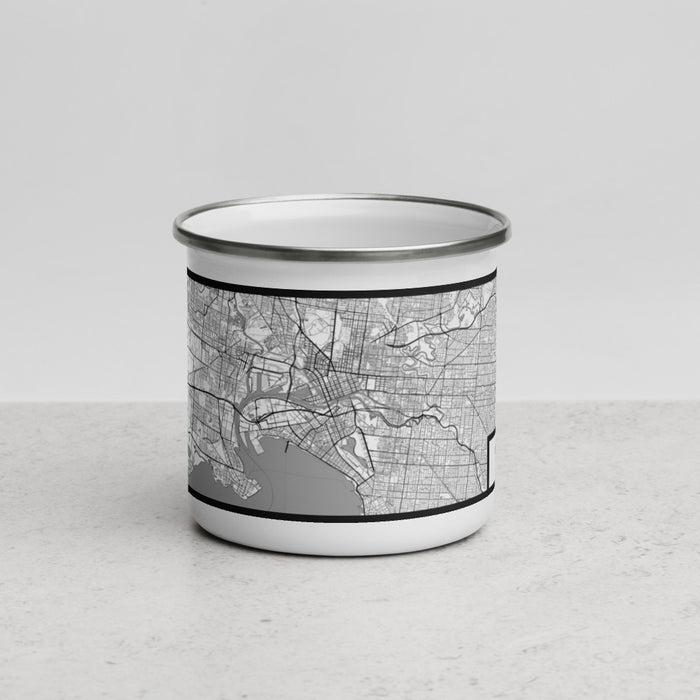 Front View Custom Melbourne Australia Map Enamel Mug in Classic