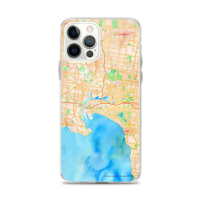 Custom iPhone 12 Pro Max Melbourne Australia Map Phone Case in Watercolor