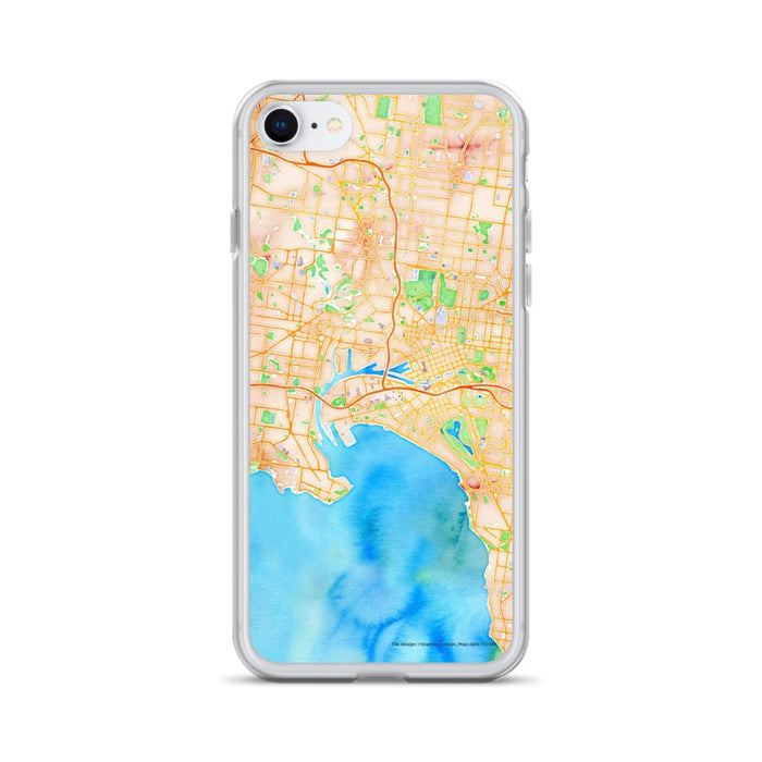 Custom iPhone SE Melbourne Australia Map Phone Case in Watercolor