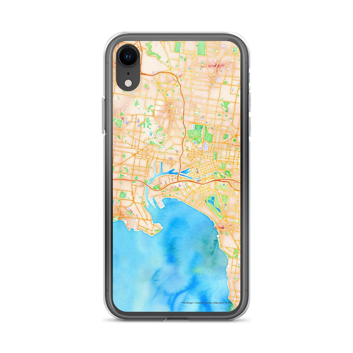 Custom iPhone XR Melbourne Australia Map Phone Case in Watercolor