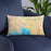 Custom Melbourne Australia Map Throw Pillow in Watercolor on Blue Colored Chair