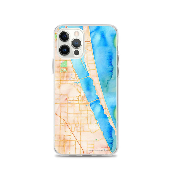 Custom Melbourne Florida Map iPhone 12 Pro Phone Case in Watercolor