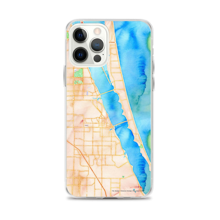 Custom Melbourne Florida Map iPhone 12 Pro Max Phone Case in Watercolor