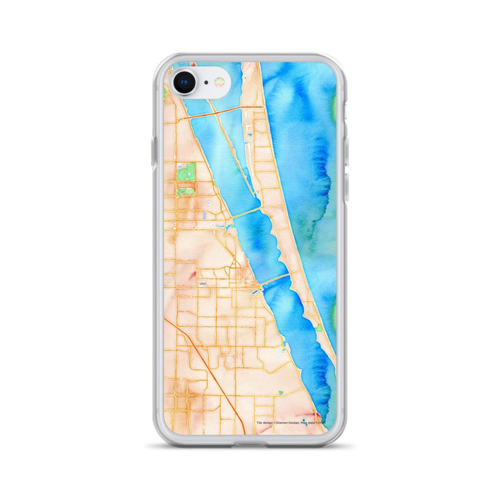 Custom Melbourne Florida Map iPhone SE Phone Case in Watercolor