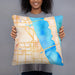 Person holding 18x18 Custom Melbourne Florida Map Throw Pillow in Watercolor