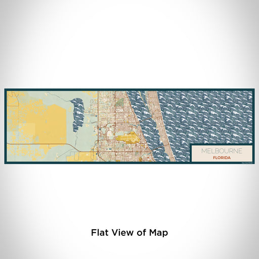 Flat View of Map Custom Melbourne Florida Map Enamel Mug in Woodblock