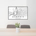 24x36 Memphis Tennessee Map Print Landscape Orientation in Classic Style Behind 2 Chairs Table and Potted Plant
