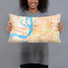 Person holding 20x12 Custom Memphis Tennessee Map Throw Pillow in Watercolor