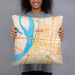 Person holding 18x18 Custom Memphis Tennessee Map Throw Pillow in Watercolor