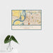 16x24 Memphis Tennessee Map Print Landscape Orientation in Woodblock Style With Tropical Plant Leaves in Water