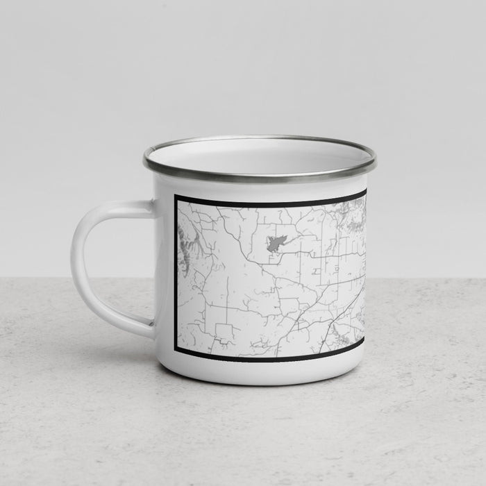 Left View Custom Mena Arkansas Map Enamel Mug in Classic