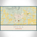 Mena Arkansas Map Print Landscape Orientation in Woodblock Style With Shaded Background