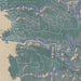 Mendocino California Map Print in Afternoon Style Zoomed In Close Up Showing Details