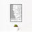 12x18 Mendocino California Map Print Portrait Orientation in Classic Style With Small Cactus Plant in White Planter