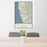 24x36 Mendocino California Map Print Portrait Orientation in Woodblock Style Behind 2 Chairs Table and Potted Plant