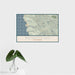 16x24 Mendocino California Map Print Landscape Orientation in Woodblock Style With Tropical Plant Leaves in Water