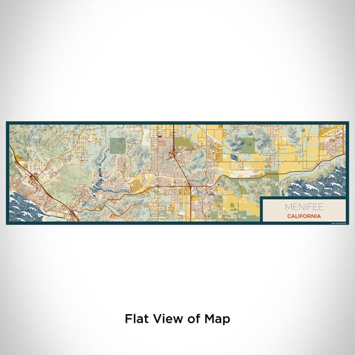 Flat View of Map Custom Menifee California Map Enamel Mug in Woodblock