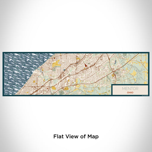Flat View of Map Custom Mentor Ohio Map Enamel Mug in Woodblock