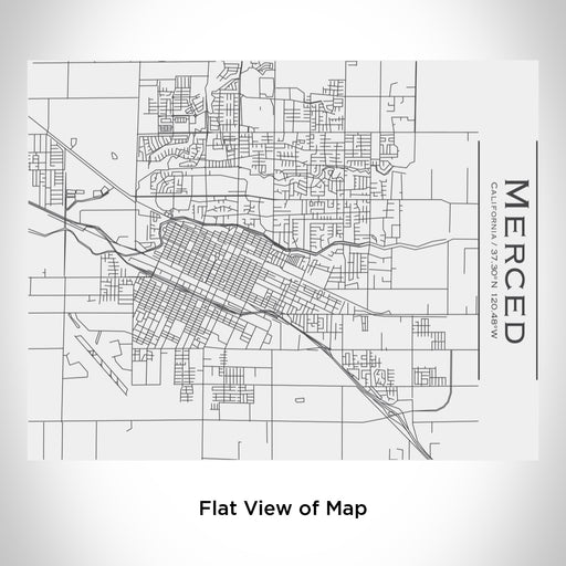 Rendered View of Merced California Map Engraving on 20oz Stainless Steel Insulated Bottle with Bamboo Top in White