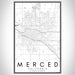 Merced California Map Print Portrait Orientation in Classic Style With Shaded Background
