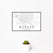 12x18 Merced California Map Print Landscape Orientation in Classic Style With Small Cactus Plant in White Planter