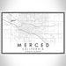 Merced California Map Print Landscape Orientation in Classic Style With Shaded Background