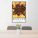 24x36 Merced California Map Print Portrait Orientation in Ember Style Behind 2 Chairs Table and Potted Plant