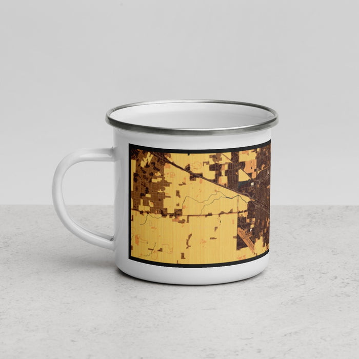 Left View Custom Merced California Map Enamel Mug in Ember