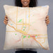 Person holding 22x22 Custom Merced California Map Throw Pillow in Watercolor