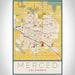 Merced California Map Print Portrait Orientation in Woodblock Style With Shaded Background