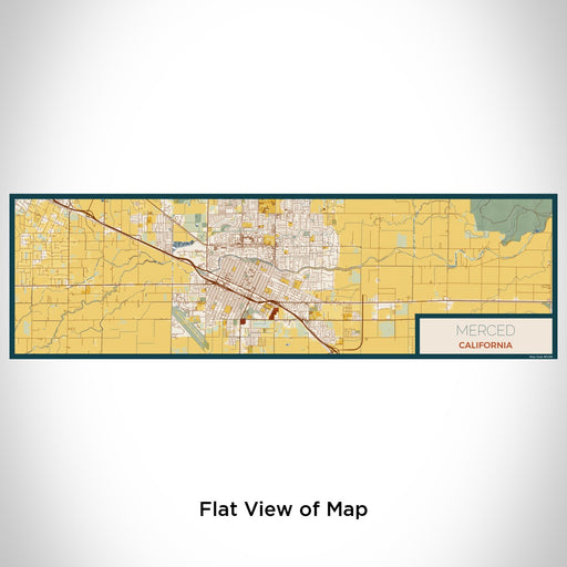 Flat View of Map Custom Merced California Map Enamel Mug in Woodblock