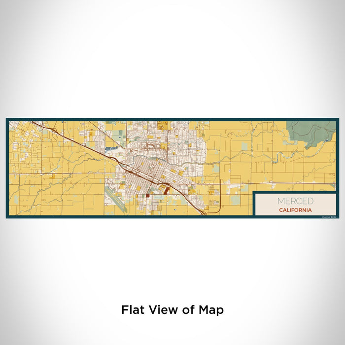 Flat View of Map Custom Merced California Map Enamel Mug in Woodblock