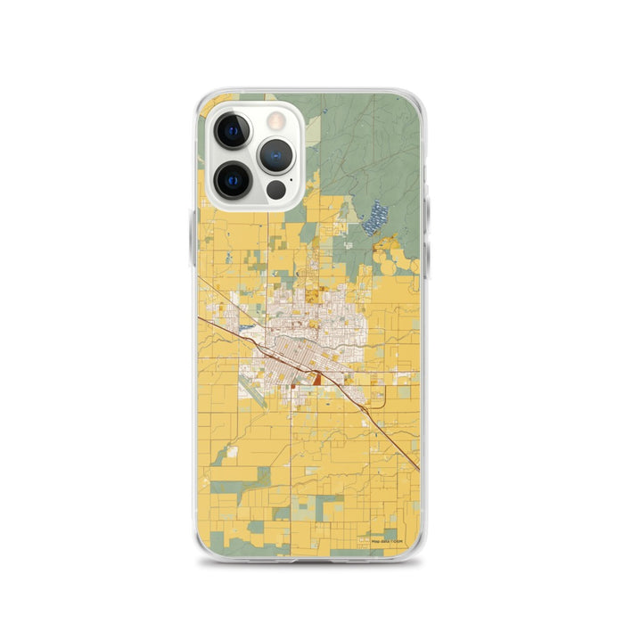 Custom Merced California Map iPhone 12 Pro Phone Case in Woodblock