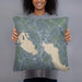Person holding 18x18 Custom Meredith New Hampshire Map Throw Pillow in Afternoon