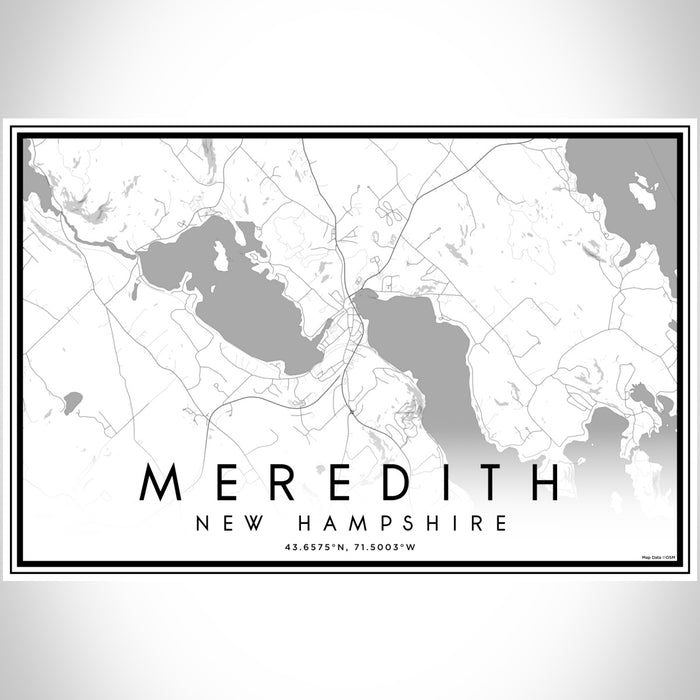 Meredith New Hampshire Map Print Landscape Orientation in Classic Style With Shaded Background