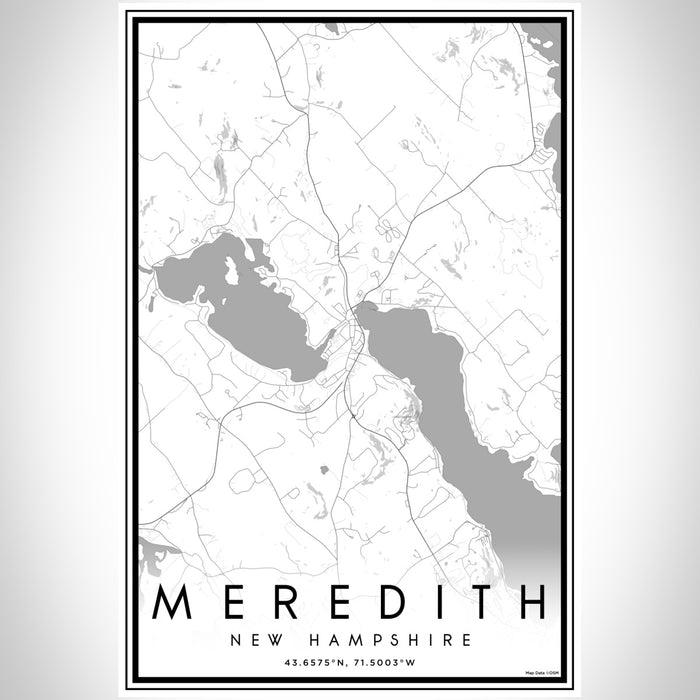 Meredith New Hampshire Map Print Portrait Orientation in Classic Style With Shaded Background