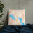 Custom Meredith New Hampshire Map Throw Pillow in Watercolor on Bedding Against Wall