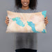 Person holding 20x12 Custom Meredith New Hampshire Map Throw Pillow in Watercolor