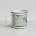 Left View Custom Meredith New Hampshire Map Enamel Mug in Woodblock