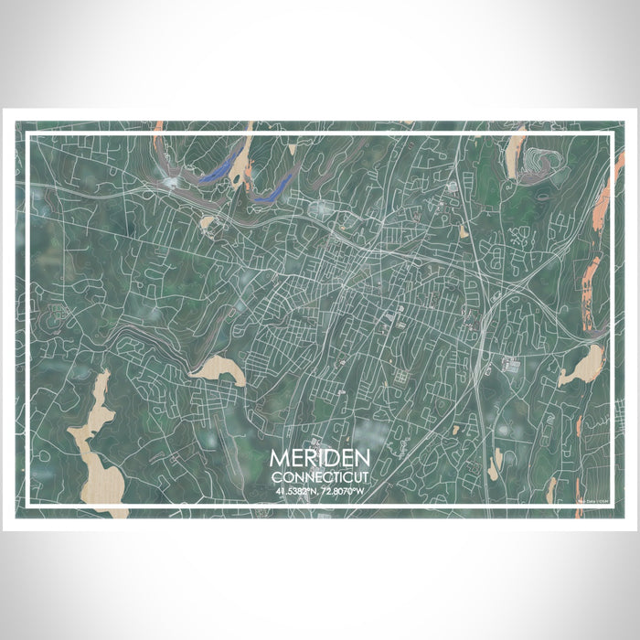 Ct Map Meridan Meriden - Connecticut Map Print in Afternoon — JACE Maps