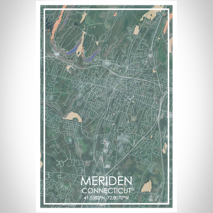 Ct Map Meridan Meriden - Connecticut Map Print in Afternoon — JACE Maps