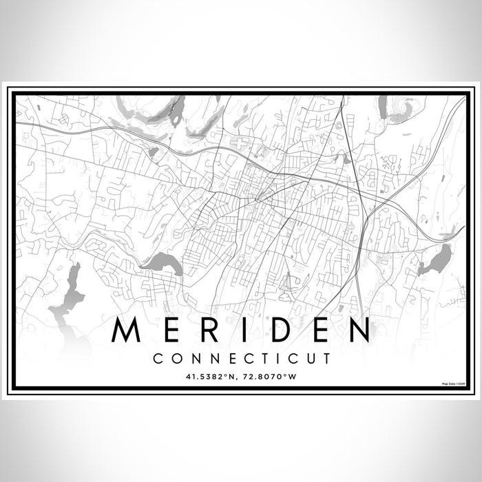 Meriden Connecticut Map Print Landscape Orientation in Classic Style With Shaded Background